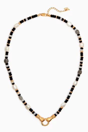 Harris Reed Good Hands Beaded Necklace in 18kt Recycled Gold-plated Brass