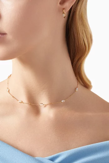 قلادة رقبة ماغما مرصعة بأحجار كريمة فضة إسترلينية مطلية ذهب معاد تدويره عيار 18