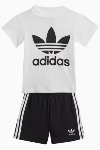 Trefoil T-shirt & Shorts Set in Cotton Jersey