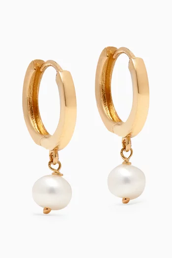 Aurora Pearl Hoop Earrings in 18kt Gold