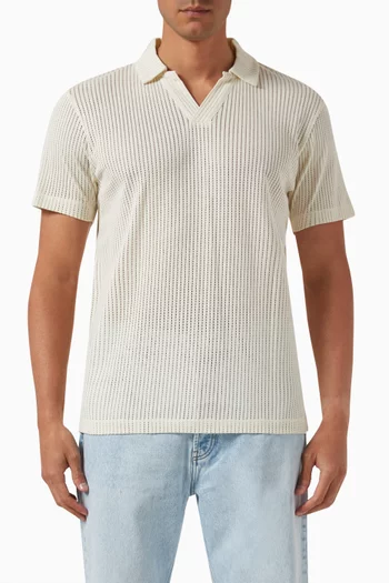 Polo Shirt in Linear Cotton-mesh