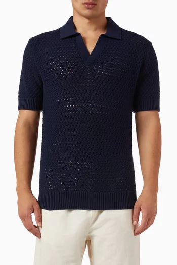 Open-stitch Polo Shirt in Cotton-knit
