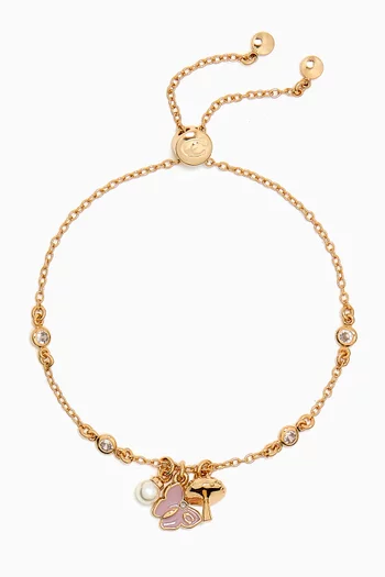 Butterfly Charm Slider Bracelet in Gold-plated Brass