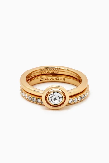 Halo Round Ring Set in Gold-plated Brass