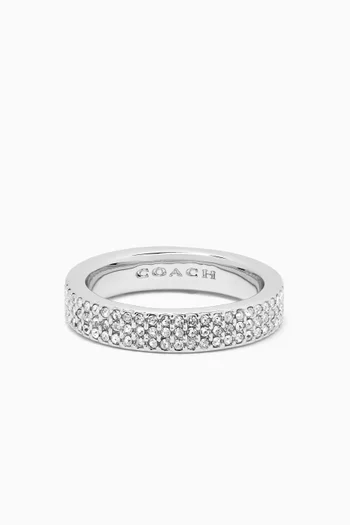 Pave Crystal Ring in Silver-plated Brass