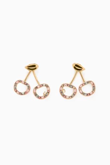 Cherry Crystal Drop Earrings in Gold-plated Brass