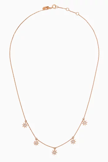 Five Sun Diamond Necklace in 18kt Rose Gold