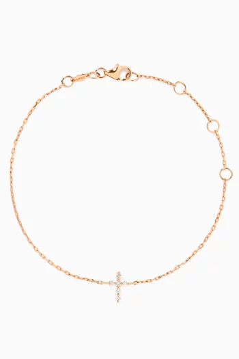 Cross Diamond Chain Bracelet in 18kt Rose Gold
