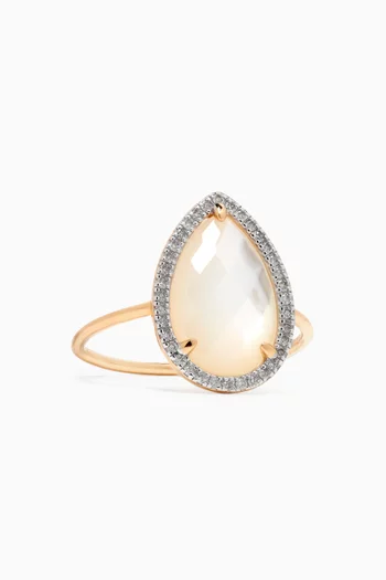 Alma Mother of Pearl & Diamond Ring in 18kt Gold