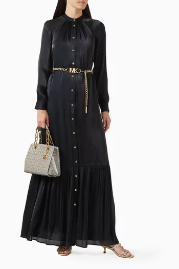 Kaftan Maxi Dress in Crinkled Georgette