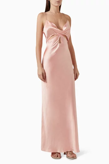 Hilary Cut-out Maxi Dress in Satin