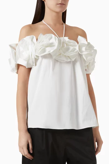 Rosette Off-shoulder Top in Cotton