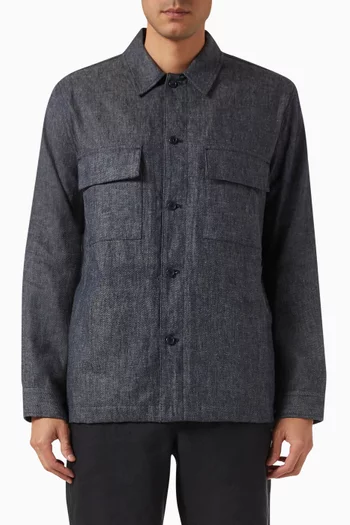 Shirt Jacket in Linen-Cotton Twill