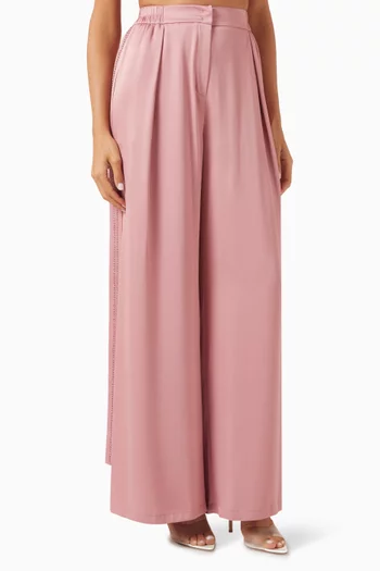 Free Valley Women Summer High Waist Loose Wide Leg Pants Ice Silk Straight  Solid Casual Harajuku Sweet Cute Trousers, Pink, One size price in UAE,  UAE
