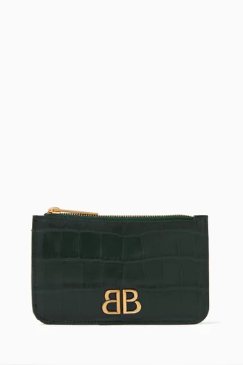 Monaco Long Coin & Card Holder in Croc-embossed Leather