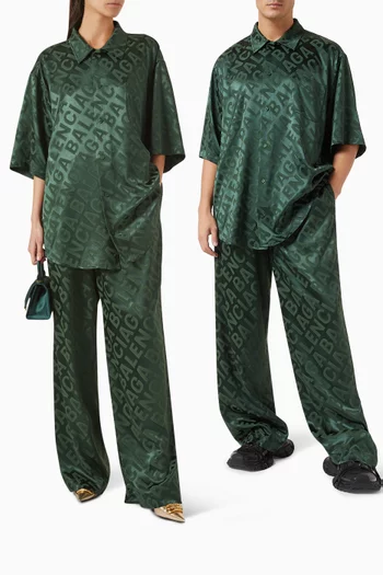 بنطال بيجاما بنقشة شعار الماركة بالكامل جاكار للجنسين