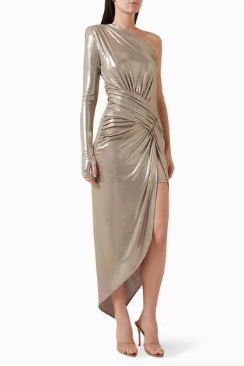 Furnari One-shoulder Dress in Shiny Stretch Jersey