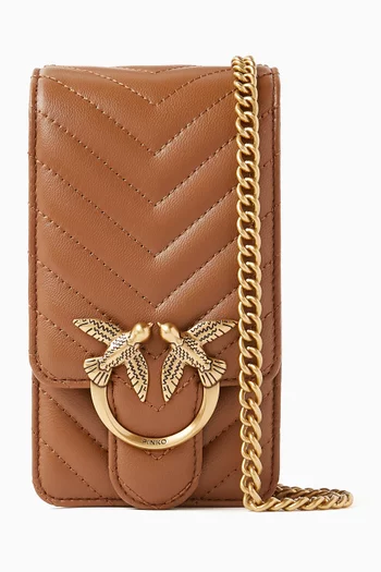 Love One Chevron-quilted Phone Bag in Nappa Leather