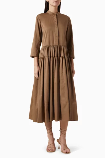 Elena Midi Dress in Cotton Satin