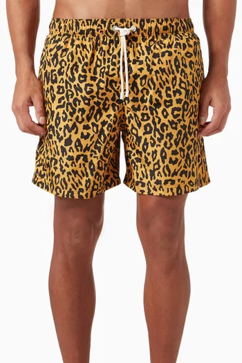 Cheetah Print Swim Shorts in Nylon