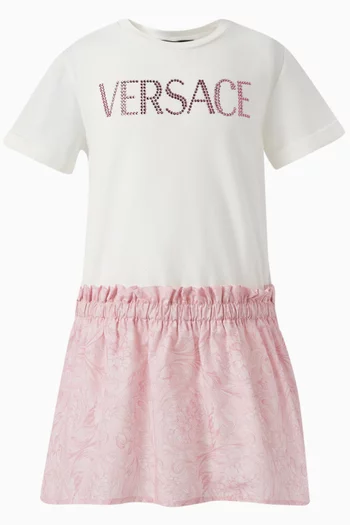 Barocco-print T-shirt Dress in Jersey & Poplin