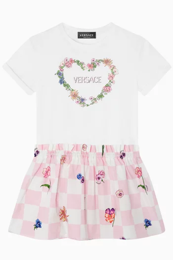 Blossom-print T-shirt Dress in Cotton Jersey