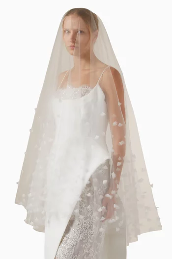Scattered Petals Veil in Organza