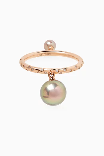 Bahar Pearls & Diamond Ring in 18kt Rose Gold