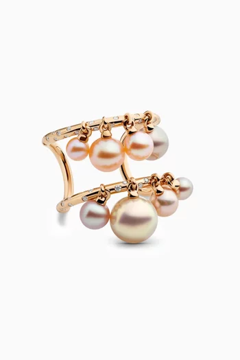 Bahar Pearls & Diamond Ring in 18kt Rose Gold