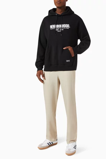 Printed Drawstring Hoodie in Cotton