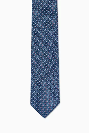 Tetris-print Tie in Silk