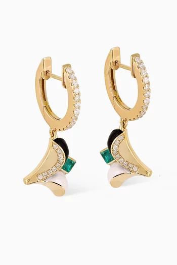 Speak Your Truth Diamond & Emerald Earrings in 18kt Gold