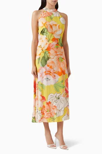 Floral-print Maxi Dress in Viscose-crepe