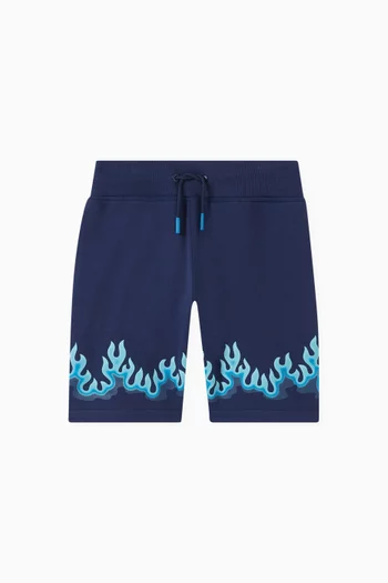 Fire-print Sweat Shorts in Cotton-blend Fleece