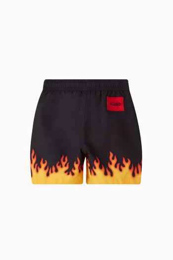 Flame-print Swim Shorts