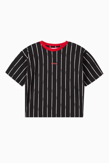 Striped Logo-print T-shirt in Cotton