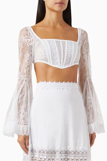 Niky Embroidered Crop Top in Lace