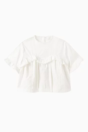 Pearl Flutter Sleeve Top in Cotton