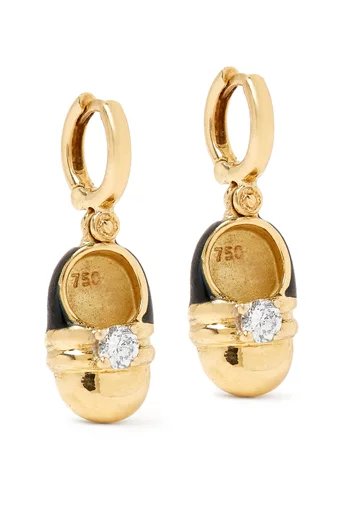 Diamond & Enamel Earrings in 18kt Gold