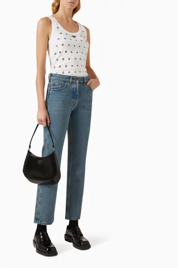 Metal Cut-out Tank Top in Cotton-jersey