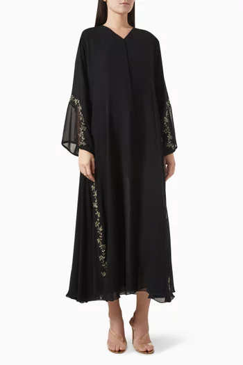 Bead Embellished Abaya in Double Chiffon