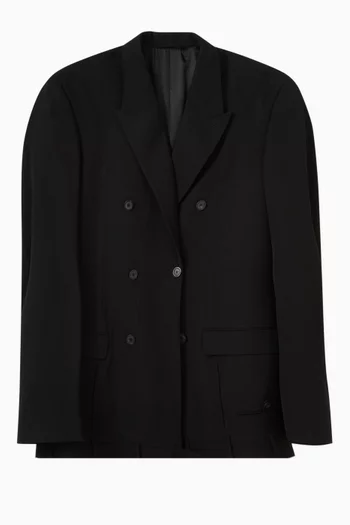 Unisex Deconstructed Double-breasted Jacket in Wool