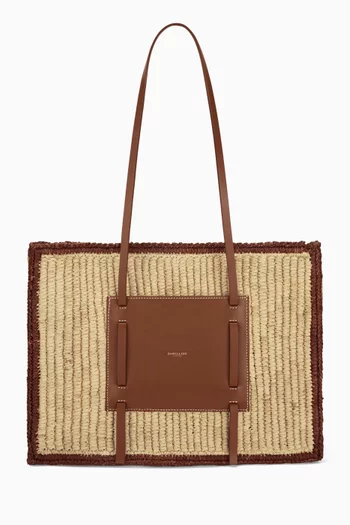 Capri Leather-trim Raffia Tote Bag