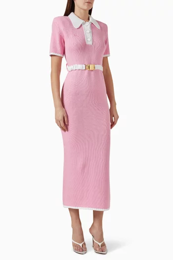 Belted Polo Dress in Cotton-knit