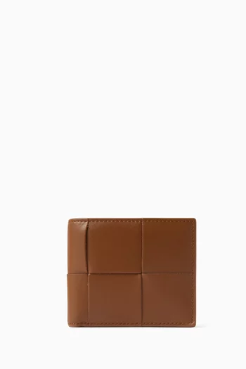 Cassette Bi-Fold Wallet in Intreccio Calfskin Leather