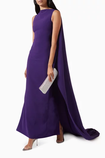 Kaila Cape Maxi Dress in Crepe