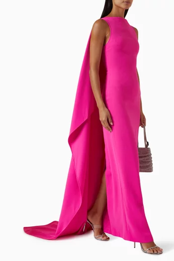 Kaila Cape Maxi Dress in Crepe