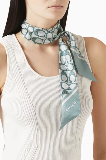 Vintage Signature Print Skinny Scarf in Silk