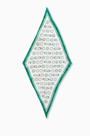 Paint Tea Rose Print Diamond Scarf in Silk