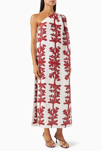 Tuscany One-shoulder Maxi Dress in Linen